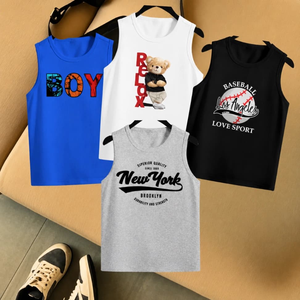 Baby Sleeveless T-shirt 4 Pcs Combo