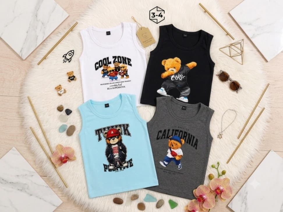 Baby Sleeveless T-shirt 4 Pcs Combo