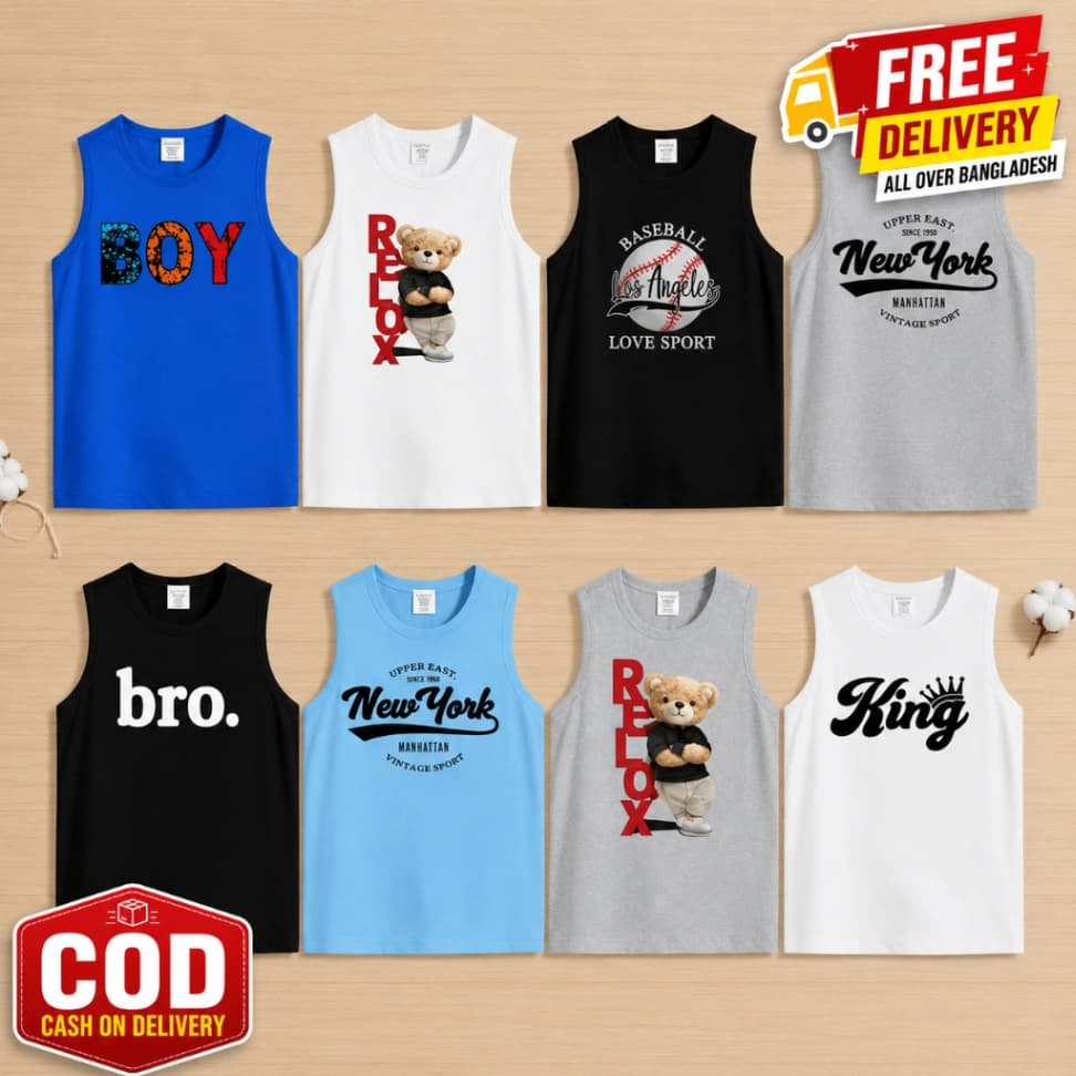Baby Sleeveless T-shirt 8 Pcs + FREE DELIVERY