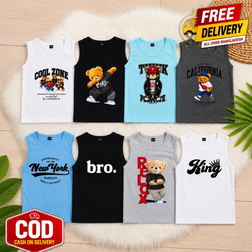 Baby Sleeveless T-shirt 8 Pcs + FREE DELIVERY