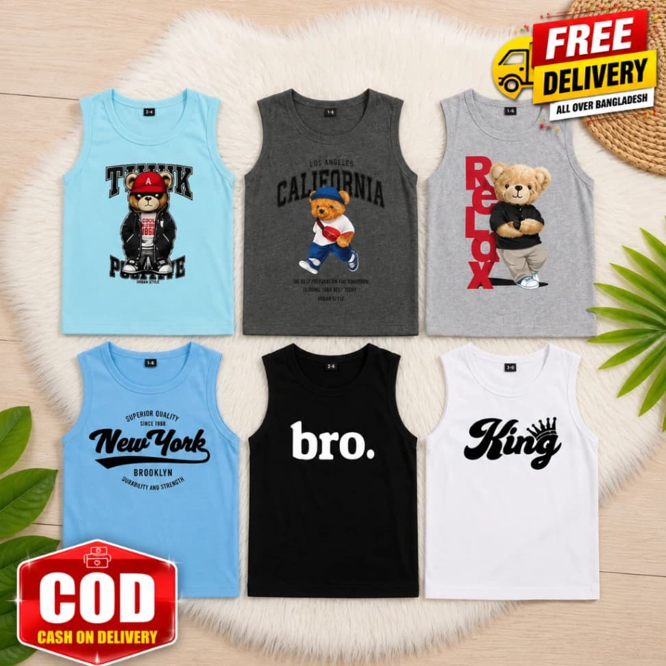 Baby Sleeveless T-shirt 6 Pcs + FREE DELIVERY