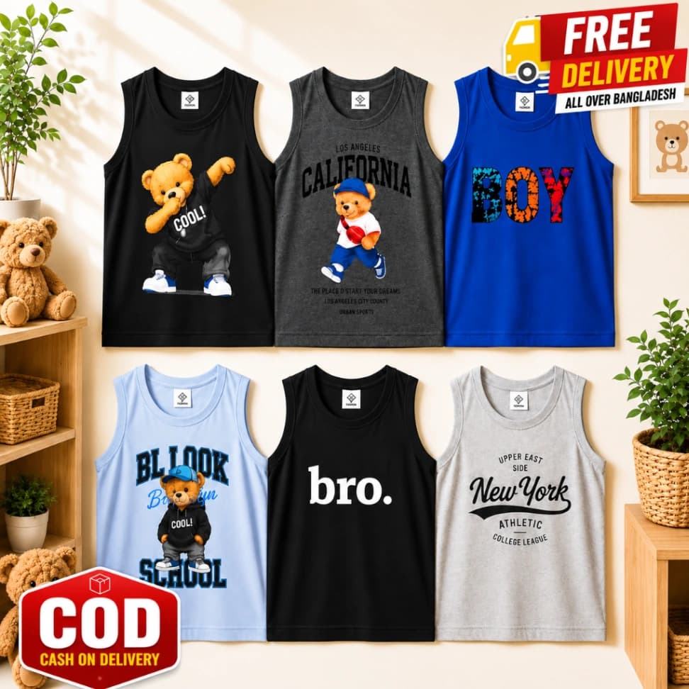 Baby Sleeveless T-shirt 6 Pcs + FREE DELIVERY