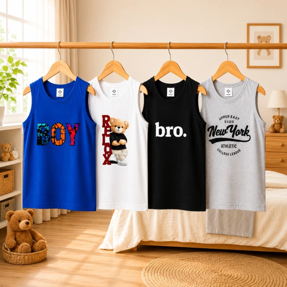 Baby Sleeveless T-shirt 4 Pcs Combo